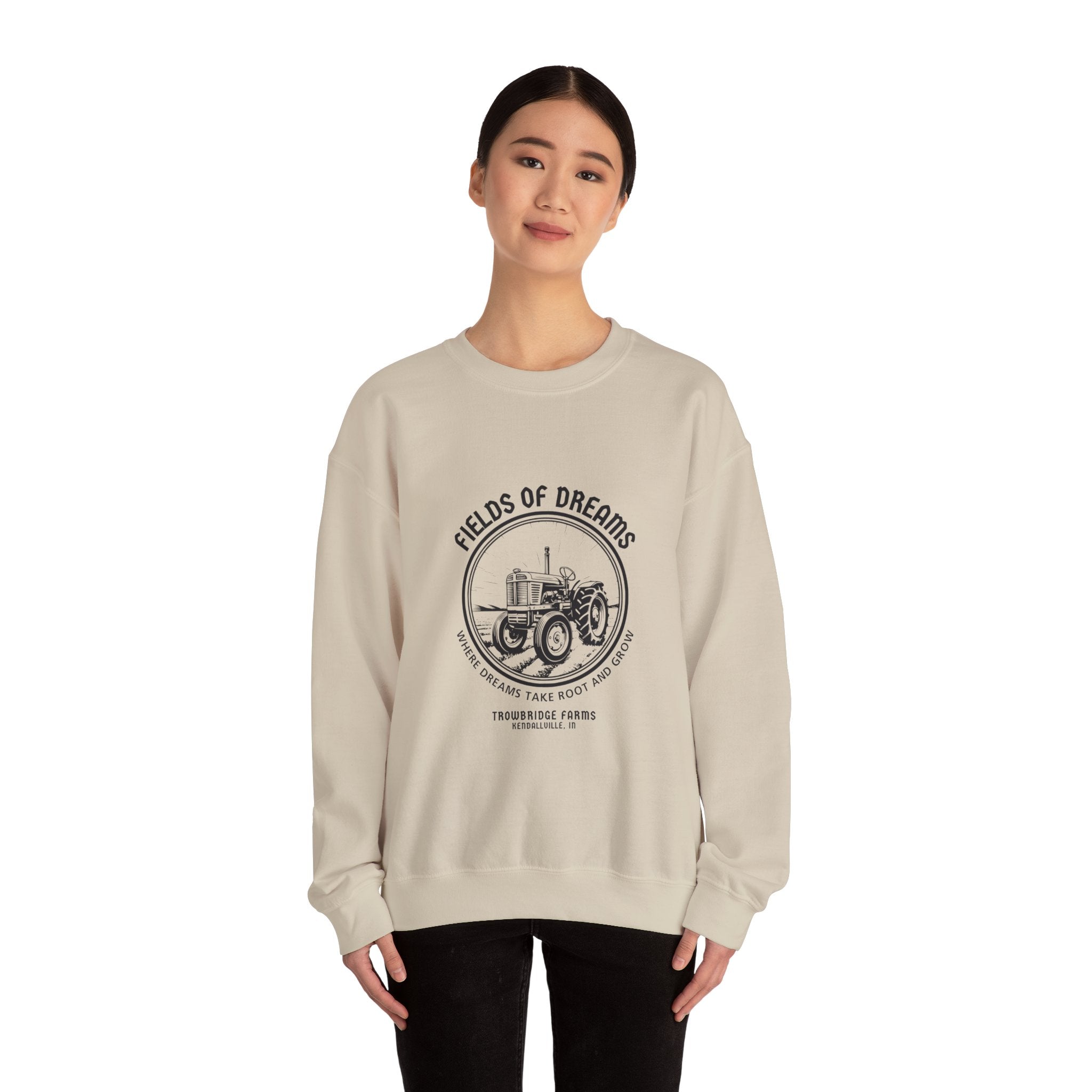 Fields of Dreams Tractor Crewneck Sweatshirt — Vintage Farm Graphic